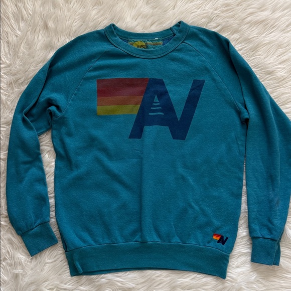 Aviator Nation Logo Crewneck Blue Sweatshirt Size S - Picture 3 of 7